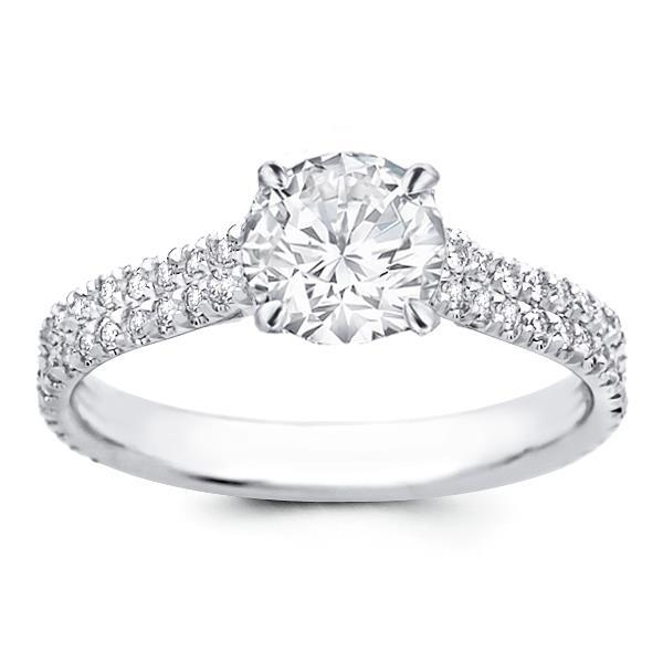 Anel de noivado em ouro branco de 3,75 quilates, diamantes redondos com detalhes - harrychadent.pt