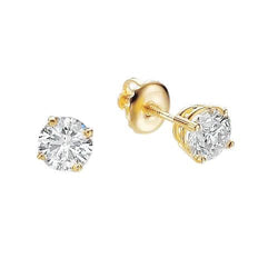 F Vs1 2.50 Carats Sparkling Real Diamonds Studs Earrings 14K Yellow Gold