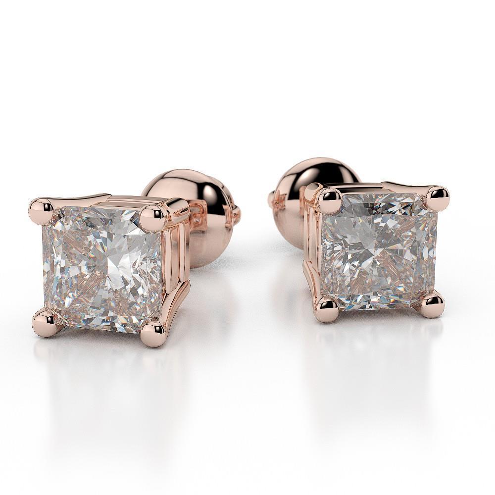 F Vs1 Espumante 3.50 Ct Diamantes Lady Studs Brincos Ouro Rosa 14K - harrychadent.pt