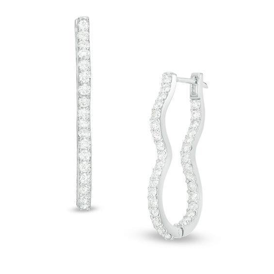 F Vvs1 com corte redondo 4.00 quilates e diamantes brincos de argola ouro branco 14K - harrychadent.pt