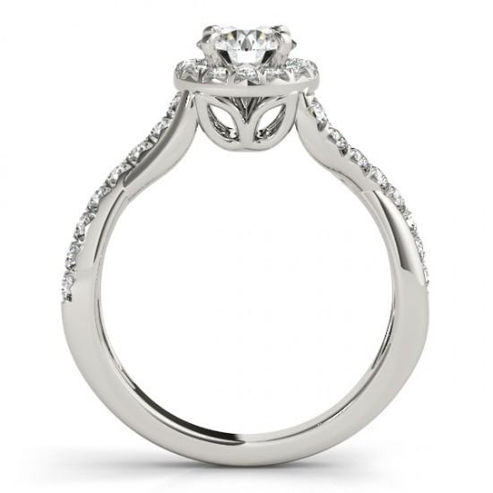 Anel de noivado de diamante extravagante Halo Twisted Shank 1.50 quilates WG 14K - harrychadent.pt