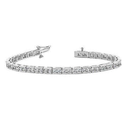 Fancy Tennis Bracelet 6.40 Carats Round Cut Diamond White Gold 14K New