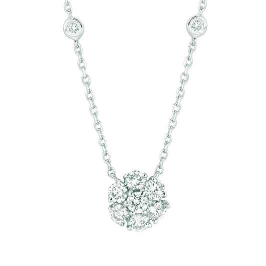 Colar de diamante em forma de diamante de moldura de flor 2.50 quilates e ouro branco 14K - harrychadent.pt