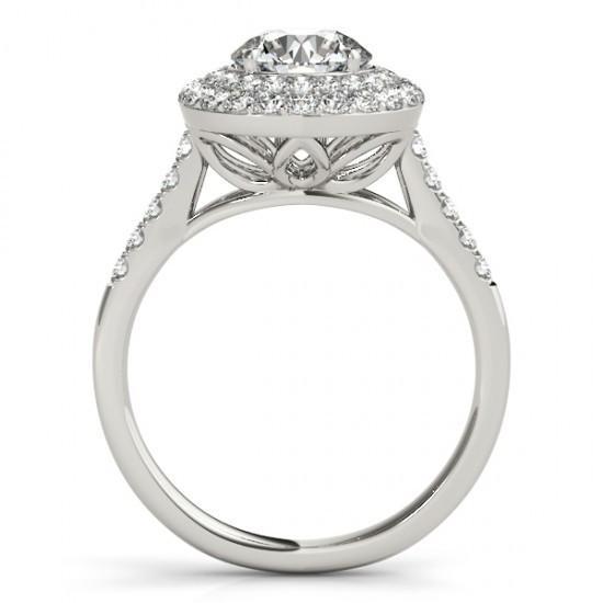 Estilo flor Halo redondo diamante 2 quilates anel extravagante de noivado WG 14K - harrychadent.pt