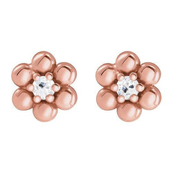 Flower Style Stud Earrings 2 Carats Old Miner Diamonds Rose Gold