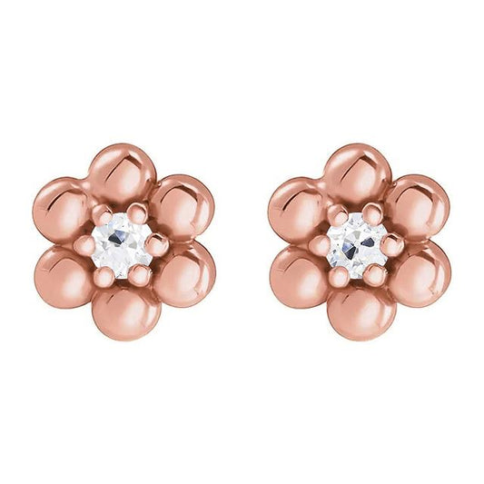 Brincos de flor em estilo flor com 2 quilates de diamantes de mineiro antigo ouro rosa - harrychadent.pt