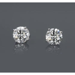 Four Prong Round Diamond Stud Earring 2 Carats