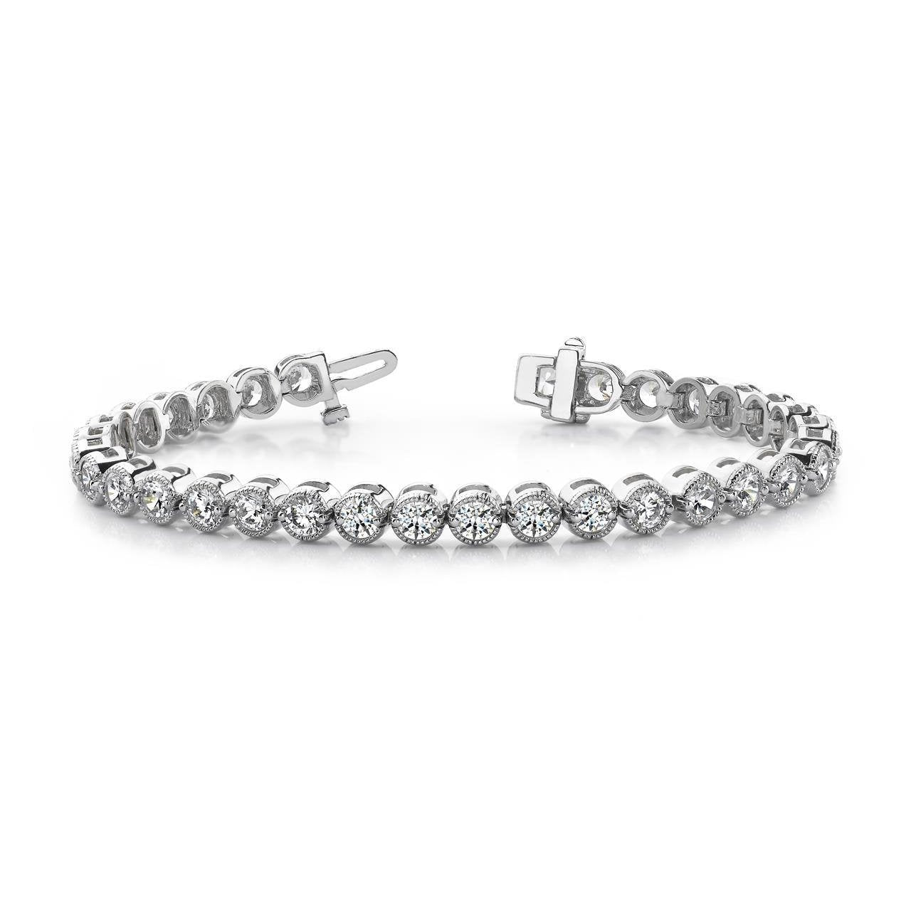 Pulseira feminina de diamante redondo com configuração de quatro pontas. ouro branco 6.40 ct - harrychadent.pt