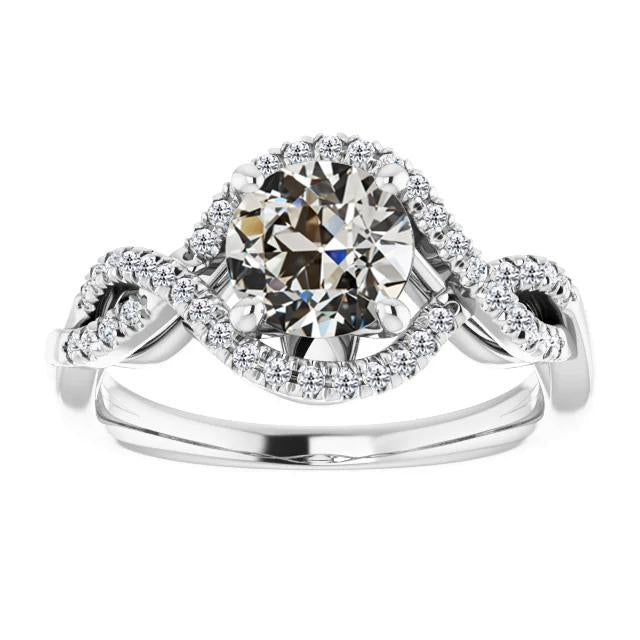 Halo Ring redondo antigo corte de diamante Pave infinito estilo 5 quilates - harrychadent.pt