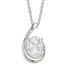 Gold 14K Curved Real Diamond Pendant Round & Oval Old Miner 4 Carats