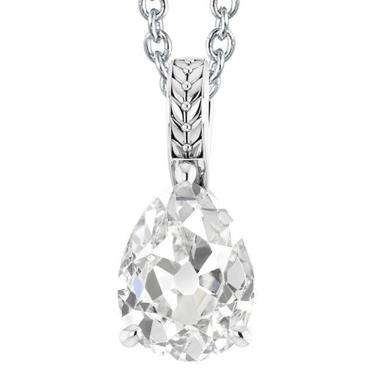 Ouro estilo antigo pêra antigo mineiro diamante corrediça pingente corrente 4 quilates - harrychadent.pt