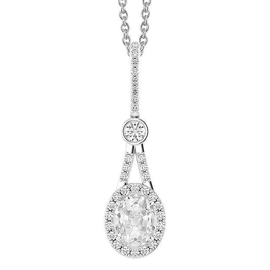 Ouro Halo Diamond Pendant Redondo e Oval Old Cut Split Shank 3 Quilates - harrychadent.pt