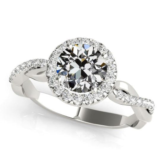 Ouro Halo Ring Old Cut Diamond Pave Set Infinity Style 4.50 quilates - harrychadent.pt