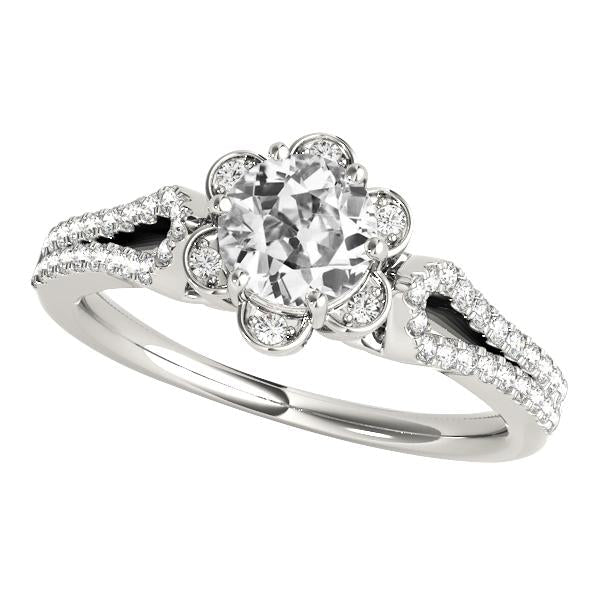Ouro Halo redondo antigo mineiro anel de diamante dividido em flor estilo 4.75 quilates - harrychadent.pt
