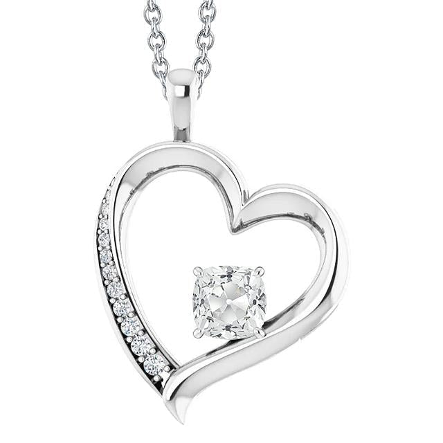 Pingente de diamante em forma de coração de ouro redondo e almofada Old Miner 2.50 Ct. - harrychadent.pt