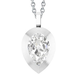 Gold Real Diamond Solitaire Pendant Pear Old Mine Cut 3 Carats Jewelry