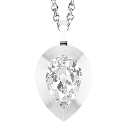 Ouro diamante solitaire pingente pera antiga mina com corte de 3 quilates joias - harrychadent.pt