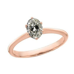 Gold Solitaire Ring Oval Old Cut Diamond Women’s Jewelry 2.50 Carats