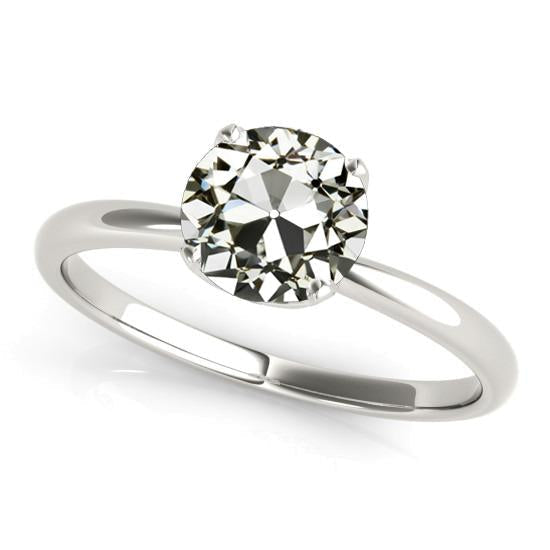 Anel Solitaire Ouro Redondo Old Cut Diamond Cônico Haste 2 Quilates - harrychadent.pt