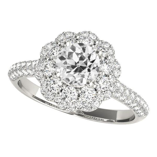 Anel de ouro casamento halo antigo corte redondo diamante pavimentado conjunto de 5 quilates - harrychadent.pt