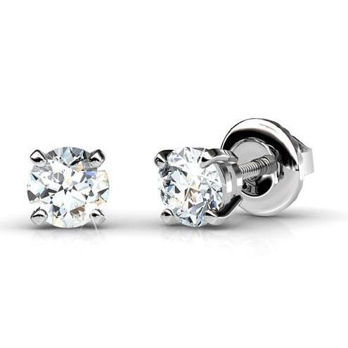 Lindos brincos de ouro branco com diamantes redondos de 2.50 quilates - harrychadent.pt