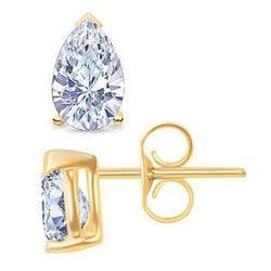Gorgeous 3 Carat Diamonds Stud Earring Yellow Gold Pair Earring