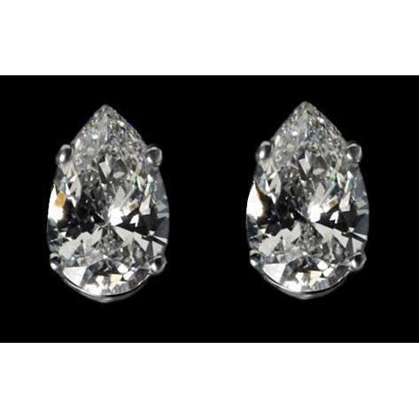 Lindo 3 Ct. Brincos de diamantes Pear Cut Stud - harrychadent.pt