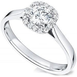 Gorgeous Brilliant Cut 1.75 Carats Real Diamond Ring White Gold Halo