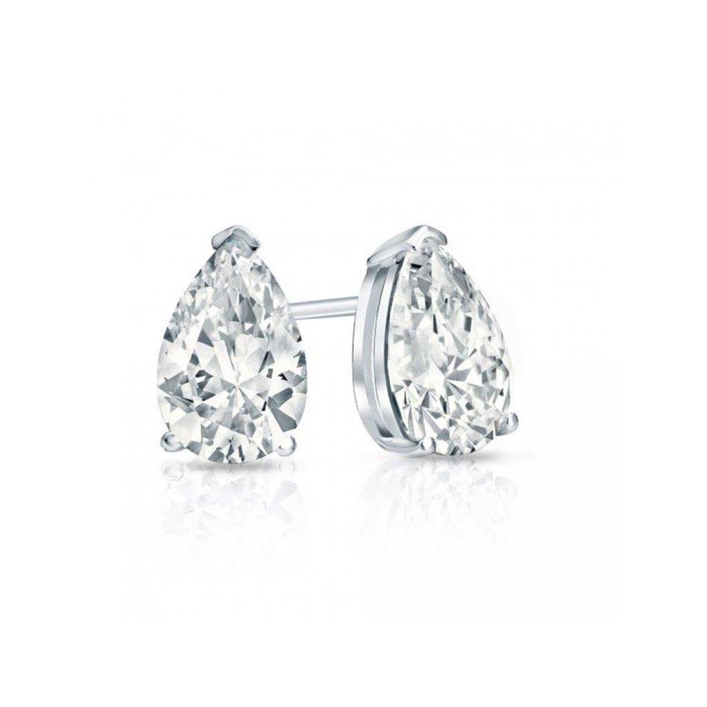 Linda pera 2 quilates Solitaire diamante brincos de ouro branco 14K - harrychadent.pt