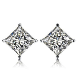 Gorgeous Princess Cut Diamond Stud Earring Women Gold Jewelry 3 Ct.
