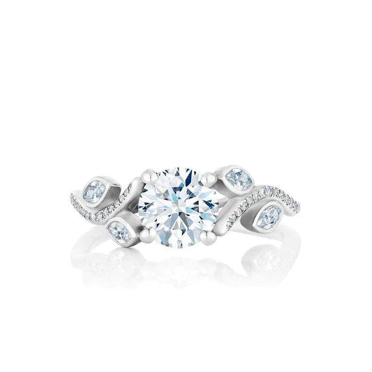 Lindos Diamantes Redondos e Marquise Lapidados Em Ouro Branco de 3,50 Quilates