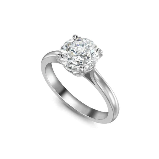 Lindo anel de diamante solitário de corte redondo 2,75 quilates 4 pontas