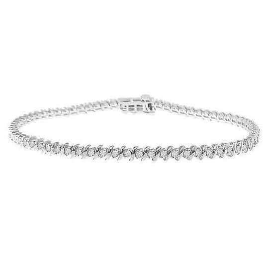 Lindo bracelete redondo de corte redondo de 6.50 ct Diamonds em ouro branco 14K - harrychadent.pt