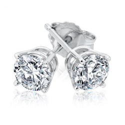 Gorgeous Round Diamond Women Stud Fine Earrings 2 Carats White Gold 14K