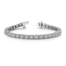 Gorgeous Round Prong Set Diamond Square Link Bracelet White 7 Ct