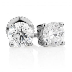 Gorgeous Round Solitaire 4 Carats Diamond Stud Earrings Women