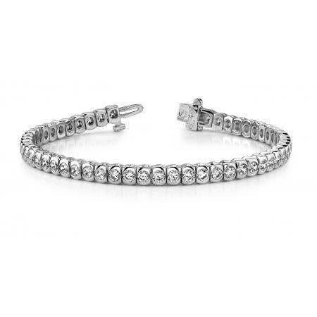 Bracelete de tênis de meia moldura em ouro branco 14K 5.30 quilates de diamantes redondos - harrychadent.pt