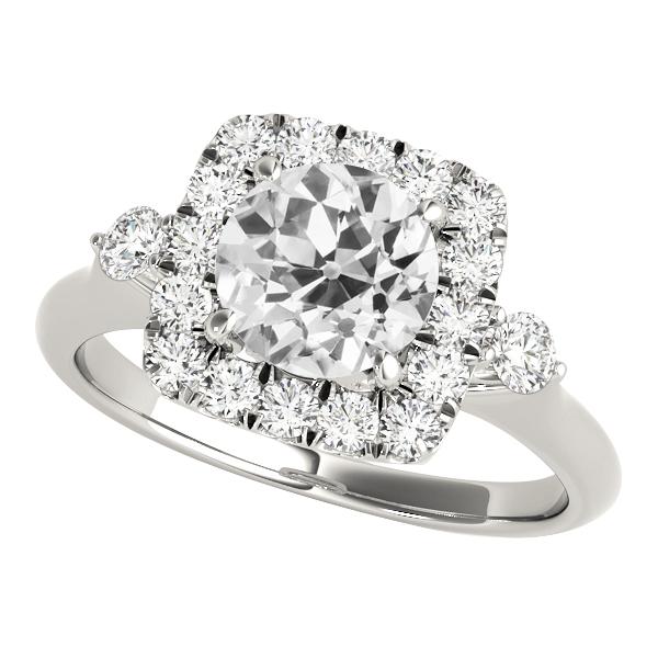 Halo 3 Stone Style Ring Old Cut Diamantes redondos 5.50 quilates - harrychadent.pt
