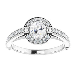 Halo Cathedral Setting Anniversary Ring Old Cut Diamonds Prong Set