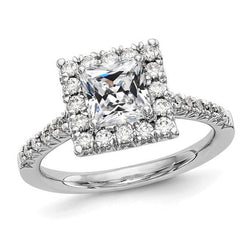 Halo Cushion Old Mine Cut Diamond Ring With Accents 4.50 Carats