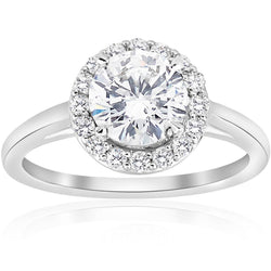 Halo Diamond Engagement Ring 2.50 Carats White Gold 14K
