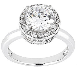 Halo Diamond Engagement Ring White Gold 2.61 Ct.