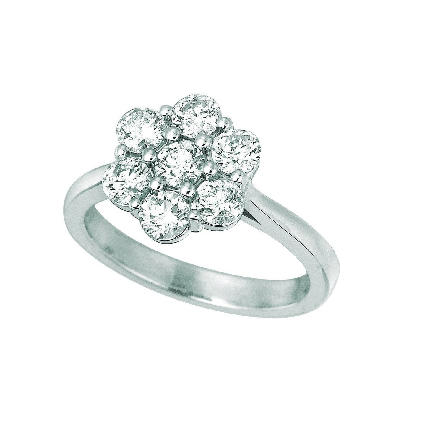 Halo Diamond Flower Fancy Ring 1.47 quilates em ouro branco 14K - harrychadent.pt