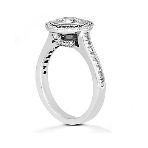 Anel de diamante Halo 2.22 quilates feminino noivado em ouro branco - harrychadent.pt