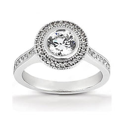Halo Diamond Ring 2.22 Carats Women Engagement White Gold