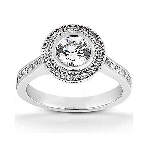 Anel de diamante Halo 2.22 quilates feminino noivado em ouro branco - harrychadent.pt