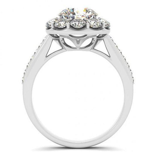 Halo Diamond Solitaire em forma de flor com sotaque 2.75 quilates WG 14K - harrychadent.pt