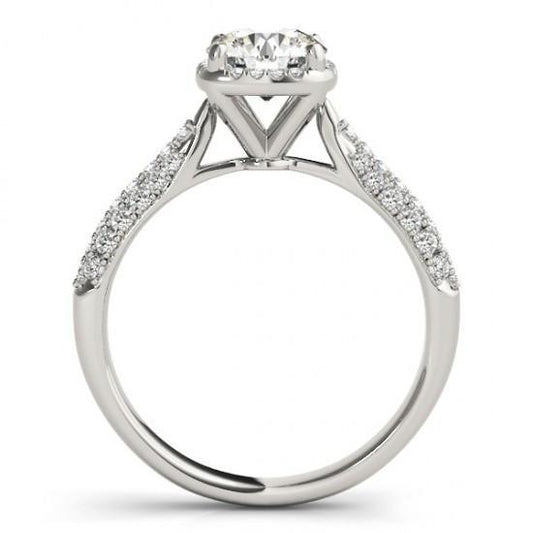 Anel Halo Diamond Solitaire com realce de 1.50 quilates em ouro branco novo 14K - harrychadent.pt