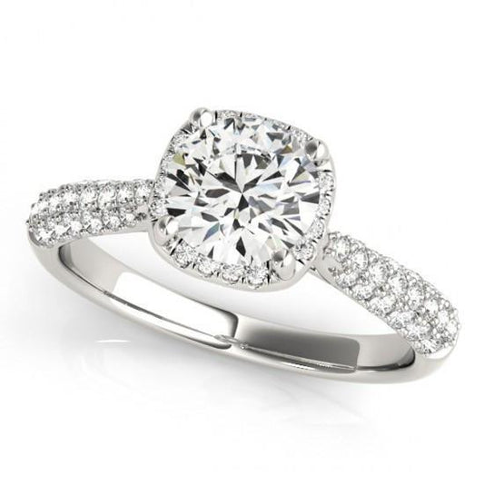 Anel Halo Diamond Solitaire com realce de 1.50 quilates em ouro branco novo 14K - harrychadent.pt