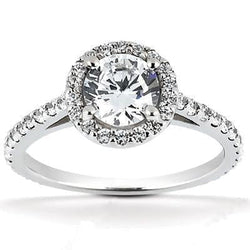 Halo Diamond Women Engagement Ring White Gold 1.66 Carats